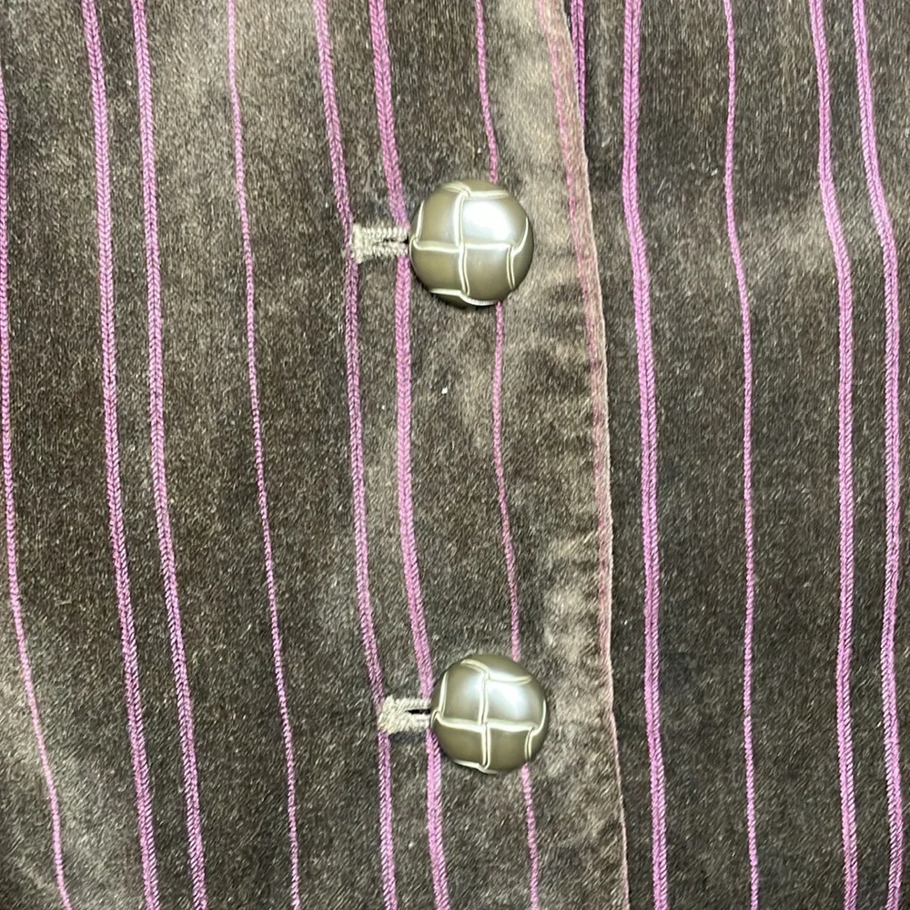 KENNETH COLE Velvet Blazer Brown & Magenta Stripe Single Breasted Hand Pockets - Picture 6 of 12
